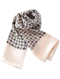 Long Charmeuse Satin Silk Scarf for Men (Taupe Squares)