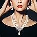 EleQueen Women's Silver-tone Simulated Pearl Crystal Victorian Style Flower Wedding Jewelry Sets For Brides Ivory Color