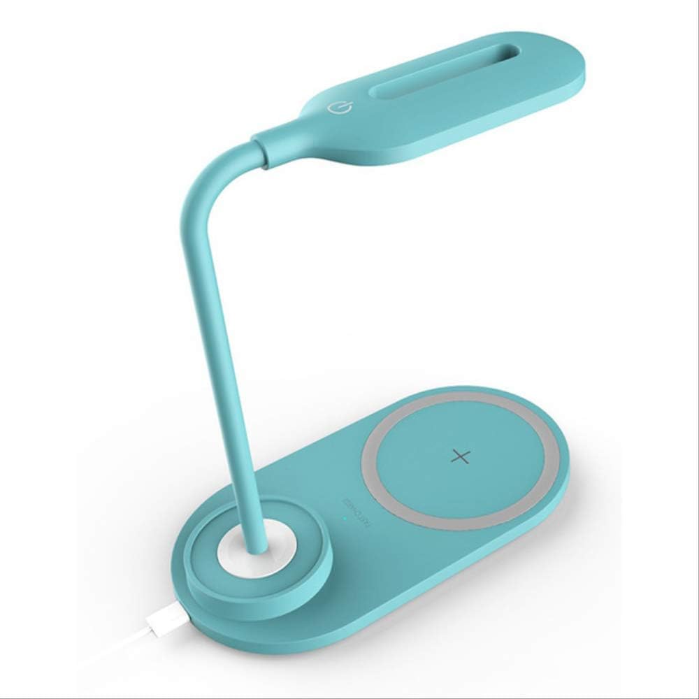 Led Table Lamp, Multi-Function Table Desk Lamp, Light Charger Fast Desktop Wireless Charging Pad, for Home Office Reading Blue