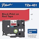 Brother Genuine P-Touch TZE-451 Tape, 1" (24 mm) Standard Laminated P-Touch Tape, Black on Red, For Indoor or Outdoor Use, Water-Resistant, 26.2 ft (8 m), Single-Pack