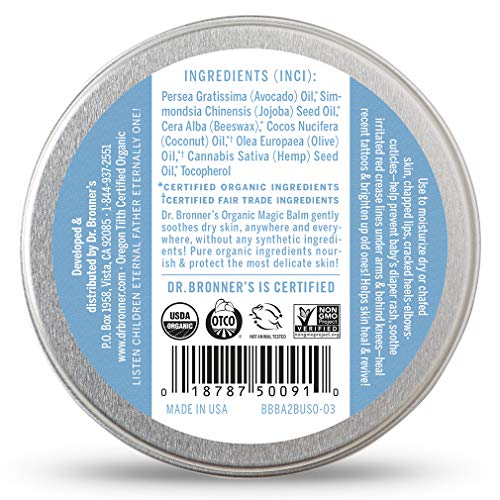 Dr. Bronner's Organic Magic Balm (Baby Unscented, 2 Ounce) Made
