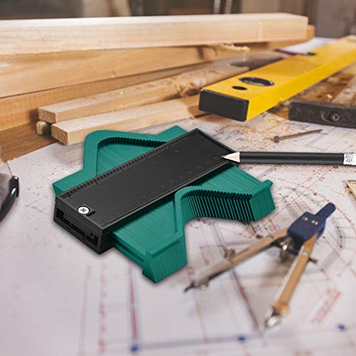 Contour Gauge,5-inch Profile Gauge Measure Ruler Contour Duplicator, Perfectly Suitable for Precisely Copy Irregular Shapes and Standard Wood Marking Tool Tiling Laminate Tiles General Tools-Green