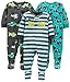 Simple Joys by Carter's Boys' 3-Pack Loose Fit Flame Resistant Fleece Footed Pajamas, Brother/Trucks/Gorillas, 12 Months