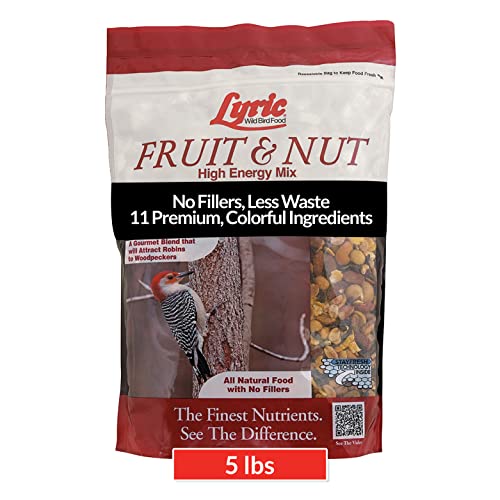 Lyric Fruit and Nut Wild Bird Seed, High Energy Wild Bird Food Mix, 5