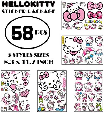 Kawaii Car Stickers Cartoon Hello Kitty Cat Car Decals And Stickers, Strong Self-adhesive Anime Stickers For Cars Scratch PVC Waterproof Stickers Not Fade, 3d Anime Suitcase Stickers Helmet Decals