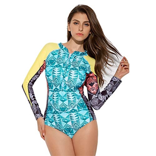 Iusun Women 's One Piece Wetsuit Long Sleeve Thin Zipper Creative Siamese Swimwear Super Stretch Rash Guard UV Protection - Perfect for Swimming/Scuba Diving/Snorkeling/Surfing/Wading - Thumbnail 5