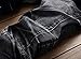 Men's Winter Vintage Washed Old Straight Fit Stitching Relaxed Jeans Black 38