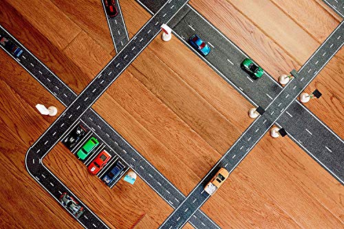 PlayTape Black Road - Road Car Tape Great for Kids, Sticker Roll for Cars Track and Train Sets, Stick to Floors and Walls, Quick Cleanup, Children Toys Birthday Gift (30'x2 - Single Roll, Blue)