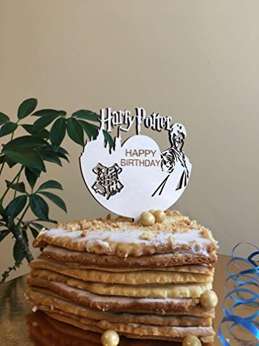 Harry Potter Wooden Cake Topper For a Big Cake! Size 18 cm/ 7 inch height 11 cm/ 4.33 inch width gift for kids Harry Potter party decor