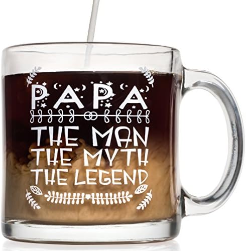 Papa The Man The Myth The Legend - Glass Coffee Mug, 13 oz
