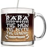 Papa The Man The Myth The Legend - Glass Coffee Mug, 13 oz