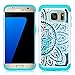 Galaxy S7 Case, HengTech (TM) Premium Durable Dual Layer Hard amp and Soft Hybrid Rhinestone Bling Armor Defender [ Anti Scratch ] Phone Case Cover Shell (White/Turquoise)