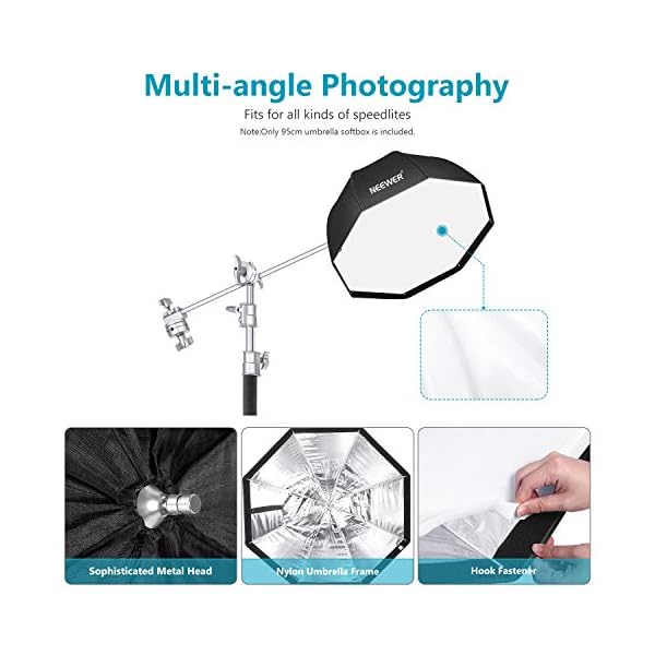 Neewer 37,5 Zoll/95 Zentimeter Achteckige Softbox mit Tragetasche Kompatibel mit Speedlite Studioblitz tragbarer Schirm… – Bild 6