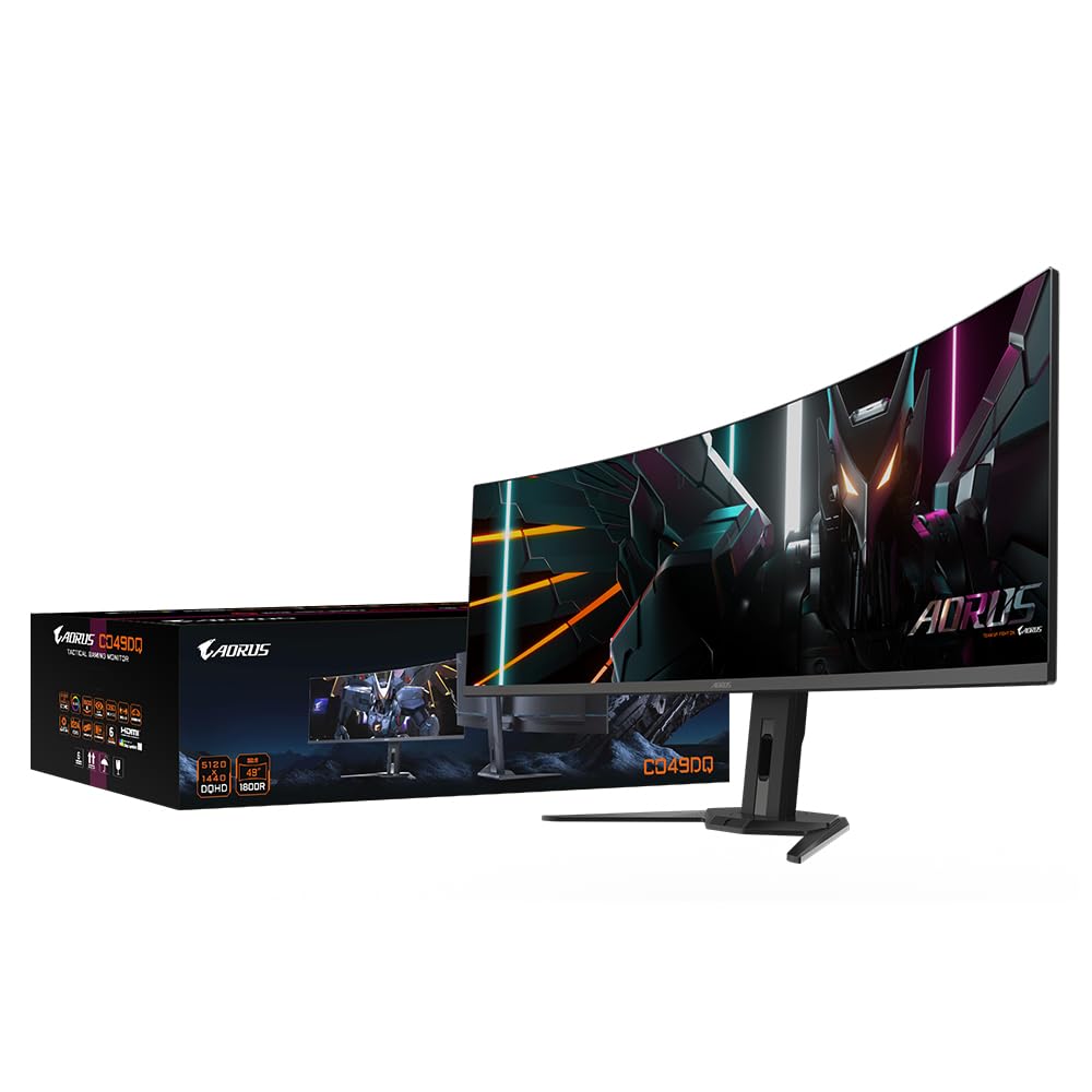Gigabyte AORUS Gebogener Gaming-Monitor CO49DQ OLED - 5120x1440 (DQHD), 1800R, 144Hz, 0,03ms, KVM, FreeSync Premium Pro, HDMI 2.1 3
