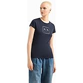 Armani Exchange Womens Limited Edition Blue Edition Crewneck Slim Fit Box Logo Tee
