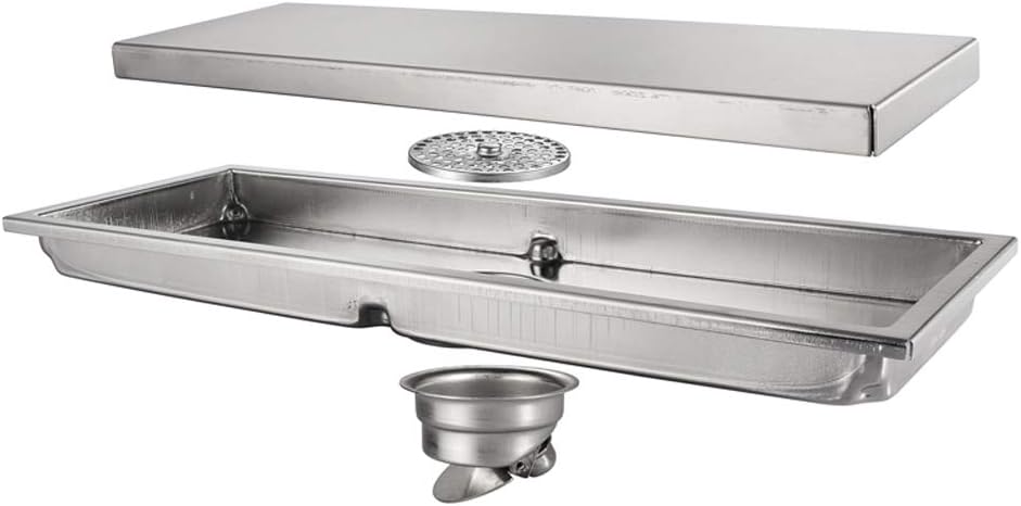 HHJJ Brass 12 Inch Linear Shower Floor Drain Tile Insert Brushed Nickel Finish Floor Drain Deodorization Prevent Backflow Grid Grate Strainer