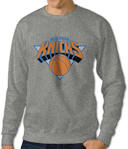 Men's New-York-Knicks-Logo Long Sleeve Crew Neck Pullover Hoodied Sweatshirt Ash US Size 3X