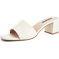 AOMO LOVE Women’s Square Open Toe Heel Mule Low Block Heel Slide Sandal