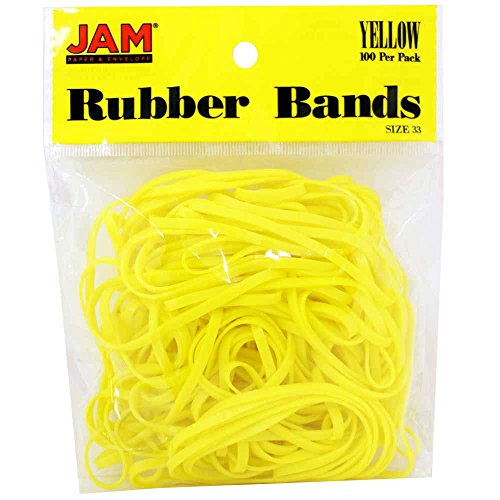 JAM Paper Rubber Bands - #33 Size - Yellow Rubberbands - 100/pack