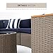 SOLAURA 5-Piece Patio Sectional Furniture Set Half-Moon Patio Set Grey Wicker Curved Outdoor Sofa with Grey Cushions & Round Glass Coffee Table (Pillow Included)