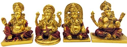 Set of 4 Ganesha Ganesh Figurines Each Figure 3 Inch Tall Hindu God Gift