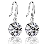 Hosaire Dangle Earrings Women's Silver Earings Drop Shiny Cubic Zirconia Studs Hypoallergenic for Girls