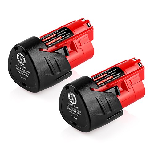 Energup Upgraded 2 Pack 12V 2500mAh Replacement M12 48-11-2410 Lithium-ion Battery for Milwaukee 48-11-2420 48-11-2411 48-11-2401 48-11-2402 48-11-2401 Cordless Tools