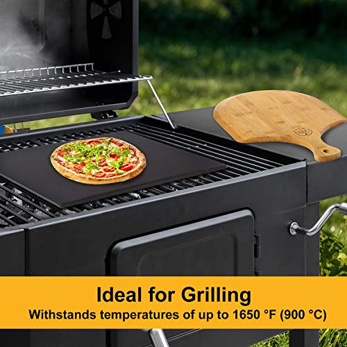 NeoCasa Black Cordierite Ceramic Coated Pizza Stone Pan Set with Bamboo