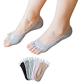 Antcher No Show Toe Socks for Women Low Cut Five Toe Socks Breathable Sports Running Socks with Nonslip Heel Grip, 5 Pair