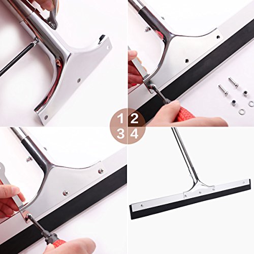YCUTE Commercial Heavy Duty Floor Squeegee with 22" Rubber Blade- 52.9" Stainless Steel Long Handle Best for Moving Fluid Flat Concrete Tile Glass Marble and Wood Surfaces - Thumbnail 6