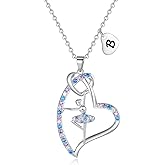 Ballerina Necklaces Gifts for Girls Ballet Dancer Necklaces for Teens Little Girls Heart Initial Dance Necklace Jewelry GiftsWomen