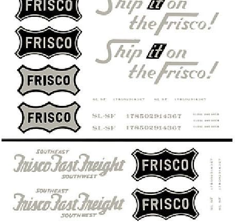 Frisco Box Cars Dry Transfer Decals Woodland Scenics