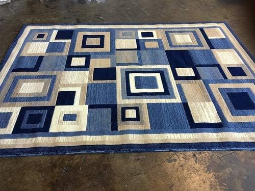 amazon com americana carpet king modern area rug contemporary blue geometric design 5 2 x 7 3 furniture decor americana carpet king modern area rug contemporary blue geometric design 5 2 x 7 3