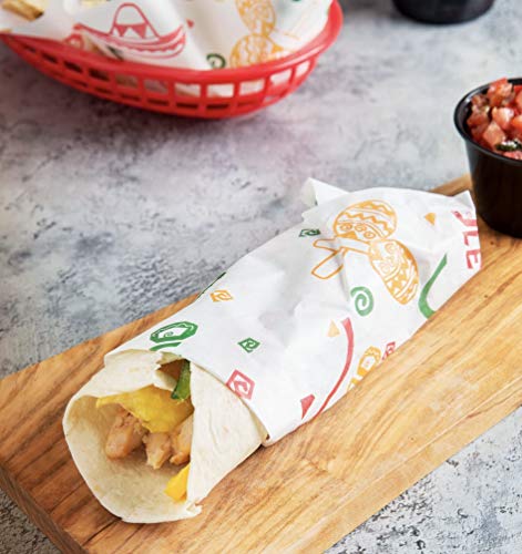 Fiesta Style Deli Sheets - 12x12 Deli Paper Sheets 200 ct - Great for Nachos, Tacos, Burritos or any Fun Food. Use these Large Deli Sheets to wrap your Favorite Foods or line Food Baskets.
