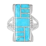 925 Sterling Silver Ring with Genuine Turquoise Size 5 to 13