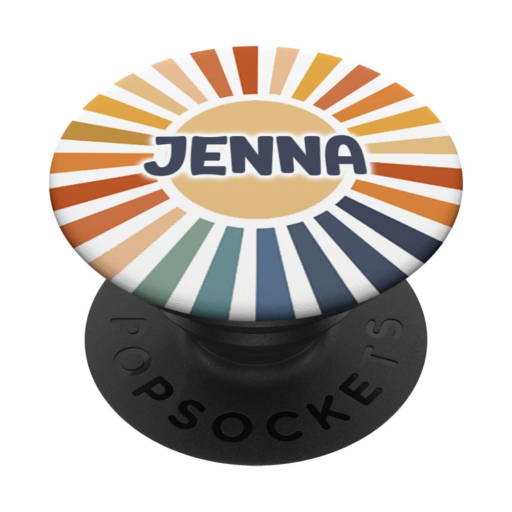Jenna Name Retro Vintage 60s 70s Sunburst Jenna PopSockets Swappable PopGrip