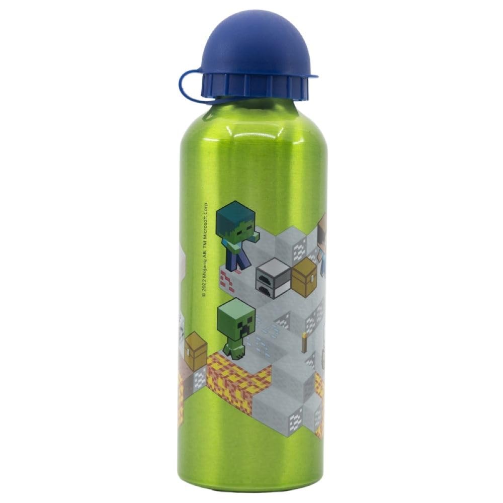 OM SUPPLIES Minecraft Characters Aluminium Sports Bottle 530ml - Holiday, Back to School Water Drinking Kids Lunch Children (Minecraft)