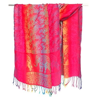 Bijoux De Ja Woven Elephant Rainbow Pride Soft Fringe Pashmina Shawl Scarf Wrap Bijoux De Ja Woven Elephant Rainbow Pride Soft Fringe Pashmina Shawl Scarf Wrap