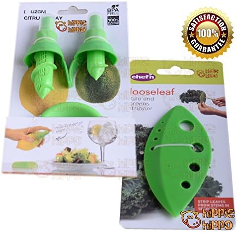 HIPPIE HIPPO Lemon Spray and Herb Scrapper Set Fruit Citrus Lemon Lime Orange Stem Sprayer Set Green HP Kitchen Chef Kale Chard Collard Greens and Herb Stripper Free Shipping New