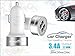 [Certified by Apple - Lifetime Warranty] ACEPower® Dual USB Ports 3.4A Portable USB Car Charger for iPhone 6 6plus 5 5S 5C 4 4S,iPad 4 3 2,iPad mini,iPad air Battery Power Supply for All Apple Device, Galaxy, Cell Phones, Tablet, Android Devices, Portable Cigarette Lighter Plug, Mobile Travel Charging Station 12V Input (Lightning Cable/Adapter Not Included)- Premium MFI Quality (White w. Silver Band)