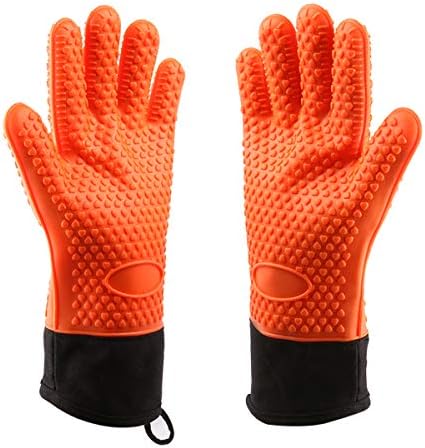 Grilling Gloves BBQ Silicone Gloves Heat Resistant Kitchen Oven Mitts - Long Waterproof Non-Slip Potholder for Barbecue, Cooking, Baking, Roast, Somker