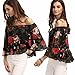 Sunward(TM) Sexy Women Off Shoulder Floral Blouse Tops (Large, Black)