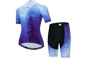 YOUALSO Womens Cycling Jersey Set, Summer Short Sleeve Ladies Mountain Bike Shirt and Shorts Kit MTB Suit Bicycle Clothes