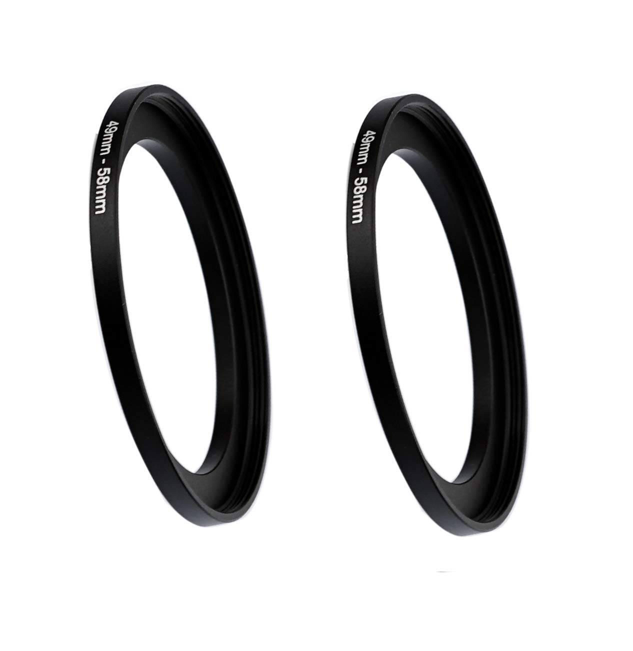 Photo 1 of (2 Pcs) 49-58MM Step-Up Ring Adapter, 49mm to 58mm Step Up Filter Ring, 49 mm Male 58 mm Female Stepping Up Ring for DSLR Camera Lens and ND UV CPL Infrared Filter
