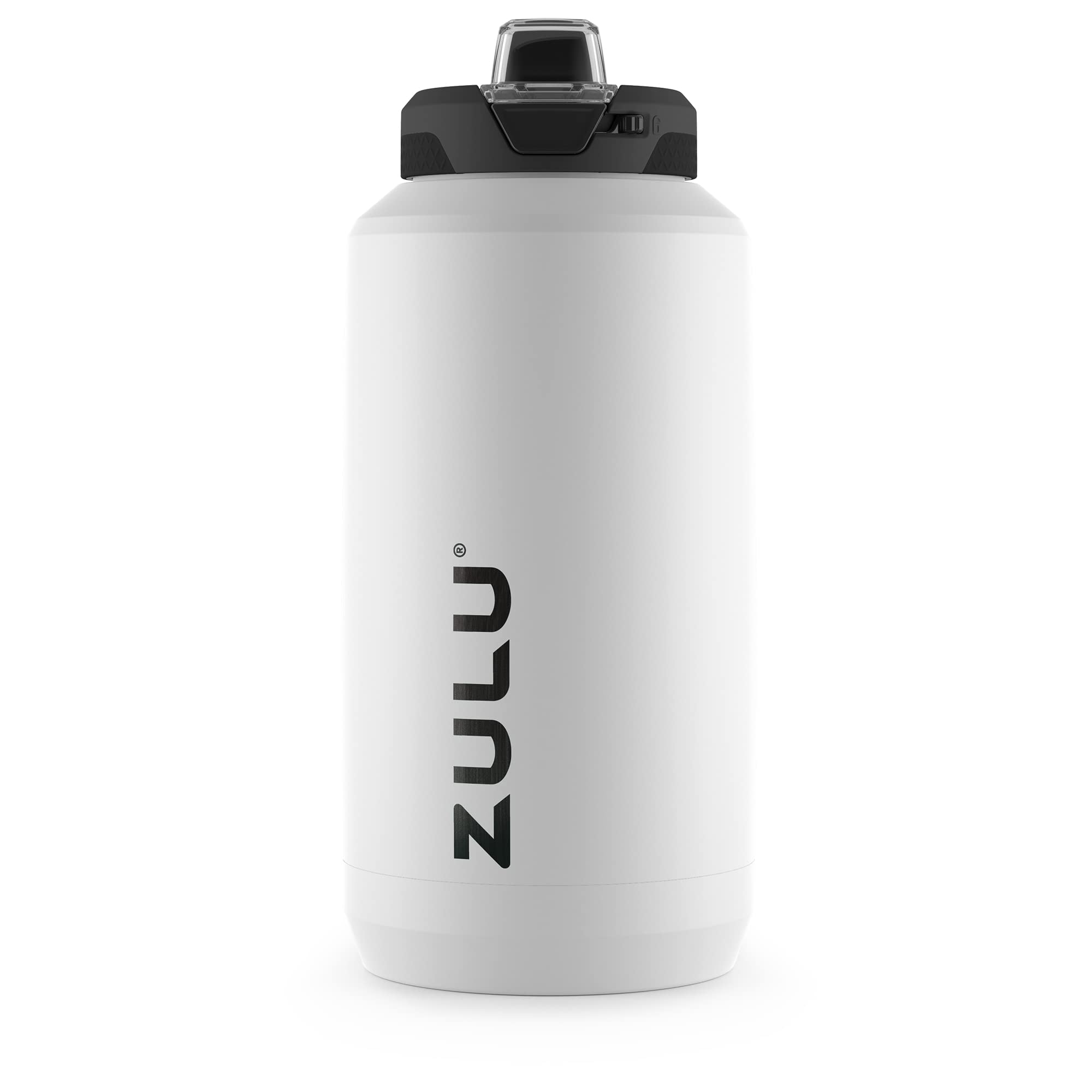 Photo 1 of **CRACK & SPLIT IN THE BOTTLE CARRYING HANDLE** ZULU Goals 64oz Water Bottle Half Gallon Stainless Steel Jug with Straw, Leak Proof Lid and Handle, Vacuum Insulated Double Walled Reusable Metal Jug Perfect for Gym, Home, and Sports, White