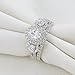 Newshe 1.8Ct Oval Three Stone White Cz Blue 925 Sterling Silver Wedding Engagement Ring Set