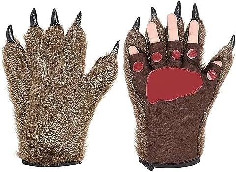 Amazon.com: SIQITECHNO Halloween Hairy Animal Paw Gloves Adults