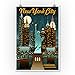 Lantern Press New York City, New York - Retro Skyline (9x12 Art Print, Wall Decor Travel Poster)