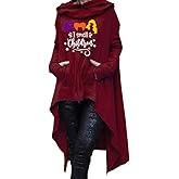 Rfecccy Women's I Small Children Letters Festival Tunic High Collar Long Sleeve Pullover Irregular Hoodies