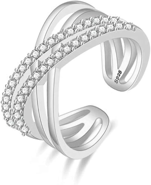 Amazon 金属アレルギー対応 2種類 レディース 華奢 ゆびわ 婚約指輪 クロス フリーサイズリング 贈り物 9号 号 キュービック ジルコニア 4連 指輪 レディース ホワイトゴールド 17号 リング 通販